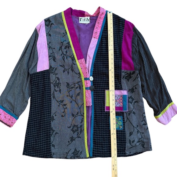 Faith by Celia Forrester Patchwork Kimono Jacket Abstract Print Women's - Picture 8 of 13